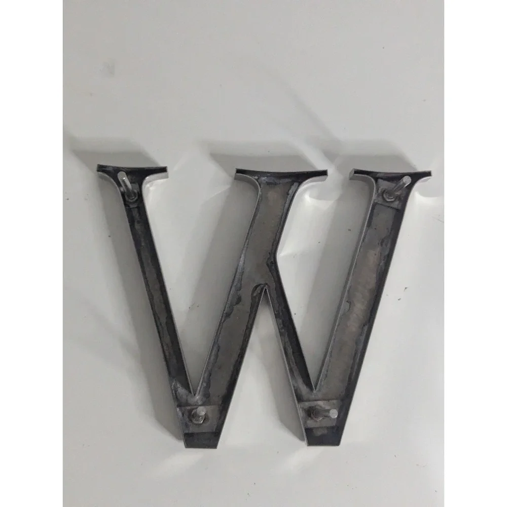 letter W silver Metal sign retail display room‎ Art craft Business initial 6